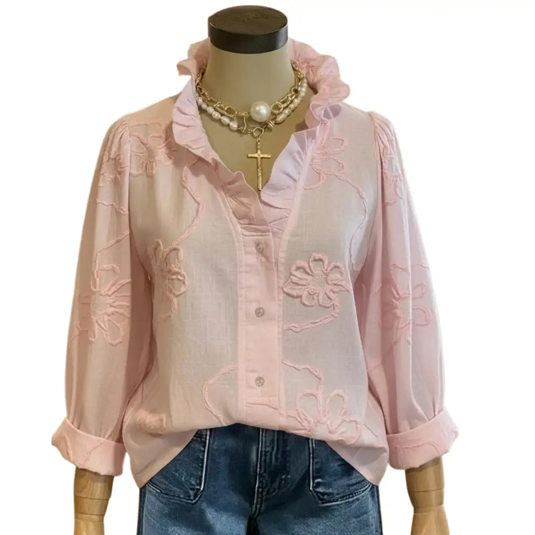 Floral-embroidered top