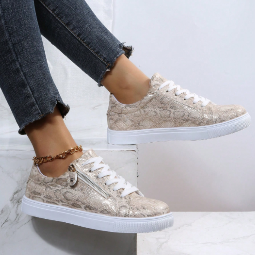 Baskets Zippées Effet Serpent